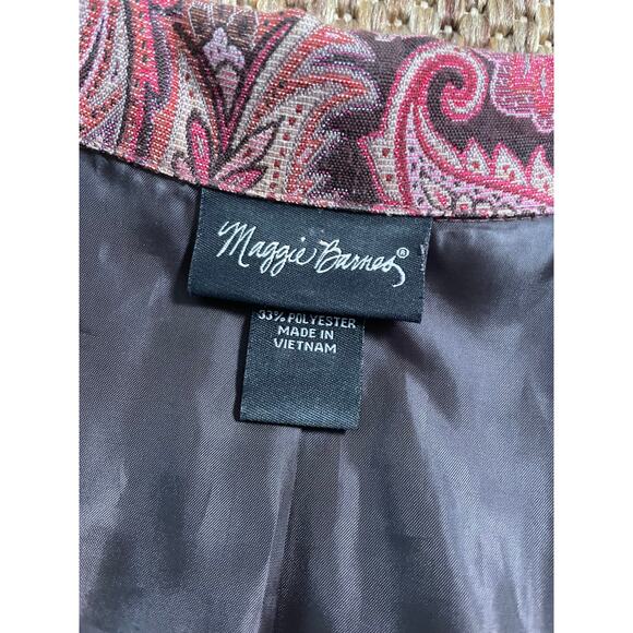 Vintage 90s Maggie Barnes Tapestry Paisley Pattern open front blazer SZ 3x - Picture 4 of 9